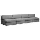  Manufacturer Color_Grey -- Beckham 152" Grey Linen Textured Fabric Upholstered 4 pc Armless Modular Sofa IMAGE 7