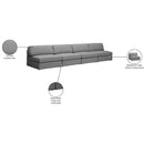  Manufacturer Color_Grey -- Beckham 152" Grey Linen Textured Fabric Upholstered 4 pc Armless Modular Sofa IMAGE 8
