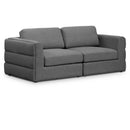  Manufacturer Color_Grey -- Beckham 76" Grey Linen Textured Fabric Upholstered 2 pc Modular Loveseat IMAGE 1