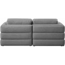  Manufacturer Color_Grey -- Beckham 76" Grey Linen Textured Fabric Upholstered 2 pc Modular Loveseat IMAGE 3