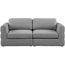  Manufacturer Color_Grey -- Beckham 76" Grey Linen Textured Fabric Upholstered 2 pc Modular Loveseat IMAGE 5