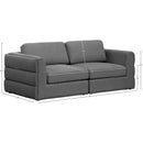  Manufacturer Color_Grey -- Beckham 76" Grey Linen Textured Fabric Upholstered 2 pc Modular Loveseat IMAGE 7