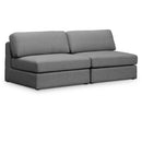  Manufacturer Color_Grey -- Beckham 76" Grey Linen Textured Fabric Upholstered 2 pc Armless Modular Loveseat IMAGE 1