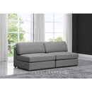  Manufacturer Color_Grey -- Beckham 76" Grey Linen Textured Fabric Upholstered 2 pc Armless Modular Loveseat IMAGE 2
