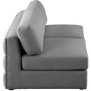  Manufacturer Color_Grey -- Beckham 76" Grey Linen Textured Fabric Upholstered 2 pc Armless Modular Loveseat IMAGE 4