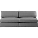  Manufacturer Color_Grey -- Beckham 76" Grey Linen Textured Fabric Upholstered 2 pc Armless Modular Loveseat IMAGE 5