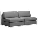  Manufacturer Color_Grey -- Beckham 76" Grey Linen Textured Fabric Upholstered 2 pc Armless Modular Loveseat IMAGE 7