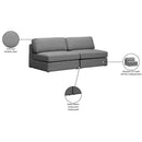  Manufacturer Color_Grey -- Beckham 76" Grey Linen Textured Fabric Upholstered 2 pc Armless Modular Loveseat IMAGE 8