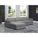  Manufacturer Color_Grey -- Beckham 114" Grey Linen Textured Fabric Upholstered 4 pc Modular Sectional IMAGE 4