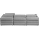  Manufacturer Color_Grey -- Beckham 114" Grey Linen Textured Fabric Upholstered 4 pc Modular Sectional IMAGE 6