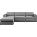  Manufacturer Color_Grey -- Beckham 114" Grey Linen Textured Fabric Upholstered 4 pc Modular Sectional IMAGE 9