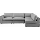  Manufacturer Color_Grey -- Beckham 114" Grey Linen Textured Fabric Upholstered 4 pc Modular Sectional IMAGE 10