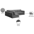  Manufacturer Color_Grey -- Beckham 114" Grey Linen Textured Fabric Upholstered 4 pc Modular Sectional IMAGE 15
