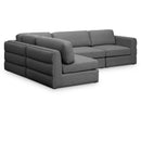  Manufacturer Color_Grey -- Beckham 114" Grey Linen Textured Fabric Upholstered 4 pc Modular Sectional IMAGE 1