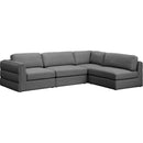  Manufacturer Color_Grey -- Beckham 114" Grey Linen Textured Fabric Upholstered 4 pc Modular Sectional IMAGE 2