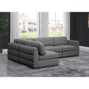  Manufacturer Color_Grey -- Beckham 114" Grey Linen Textured Fabric Upholstered 4 pc Modular Sectional IMAGE 3