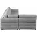  Manufacturer Color_Grey -- Beckham 114" Grey Linen Textured Fabric Upholstered 4 pc Modular Sectional IMAGE 7