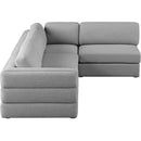  Manufacturer Color_Grey -- Beckham 114" Grey Linen Textured Fabric Upholstered 4 pc Modular Sectional IMAGE 8