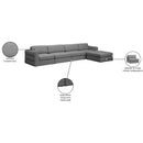  Manufacturer Color_Grey -- Beckham 152" Grey Linen Textured Fabric Upholstered 5 pc Modular Sectional IMAGE 15