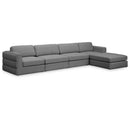  Manufacturer Color_Grey -- Beckham 152" Grey Linen Textured Fabric Upholstered 5 pc Modular Sectional IMAGE 1