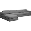  Manufacturer Color_Grey -- Beckham 152" Grey Linen Textured Fabric Upholstered 5 pc Modular Sectional IMAGE 2