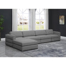  Manufacturer Color_Grey -- Beckham 152" Grey Linen Textured Fabric Upholstered 5 pc Modular Sectional IMAGE 4