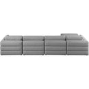  Manufacturer Color_Grey -- Beckham 152" Grey Linen Textured Fabric Upholstered 5 pc Modular Sectional IMAGE 5