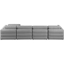  Manufacturer Color_Grey -- Beckham 152" Grey Linen Textured Fabric Upholstered 5 pc Modular Sectional IMAGE 6