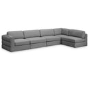  Manufacturer Color_Grey -- Beckham 152" Grey Linen Textured Fabric Upholstered 5 pc Modular Sectional IMAGE 1