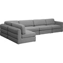  Manufacturer Color_Grey -- Beckham 152" Grey Linen Textured Fabric Upholstered 5 pc Modular Sectional IMAGE 2