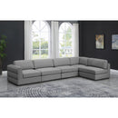  Manufacturer Color_Grey -- Beckham 152" Grey Linen Textured Fabric Upholstered 5 pc Modular Sectional IMAGE 3