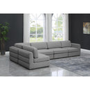  Manufacturer Color_Grey -- Beckham 152" Grey Linen Textured Fabric Upholstered 5 pc Modular Sectional IMAGE 4