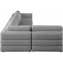  Manufacturer Color_Grey -- Beckham 152" Grey Linen Textured Fabric Upholstered 5 pc Modular Sectional IMAGE 7