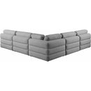  Manufacturer Color_Grey -- Beckham 114" Grey Linen Textured Fabric Upholstered 5 pc Modular Sectional IMAGE 4
