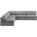  Manufacturer Color_Grey -- Beckham 114" Grey Linen Textured Fabric Upholstered 5 pc Modular Sectional IMAGE 5