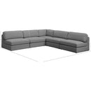  Manufacturer Color_Grey -- Beckham 114" Grey Linen Textured Fabric Upholstered 5 pc Modular Sectional IMAGE 8