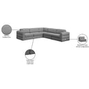  Manufacturer Color_Grey -- Beckham 114" Grey Linen Textured Fabric Upholstered 5 pc Modular Sectional IMAGE 10
