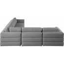  Manufacturer Color_Grey -- Beckham 114" Grey Linen Textured Fabric Upholstered 5 pc Modular Sectional IMAGE 3