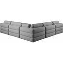  Manufacturer Color_Grey -- Beckham 114" Grey Linen Textured Fabric Upholstered 5 pc Modular Sectional IMAGE 4