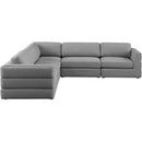  Manufacturer Color_Grey -- Beckham 114" Grey Linen Textured Fabric Upholstered 5 pc Modular Sectional IMAGE 5