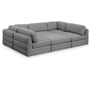 Manufacturer Color_Grey -- Beckham 114" Grey Linen Textured Fabric Upholstered 6 pc Modular Sectional IMAGE 1