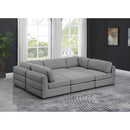  Manufacturer Color_Grey -- Beckham 114" Grey Linen Textured Fabric Upholstered 6 pc Modular Sectional IMAGE 2