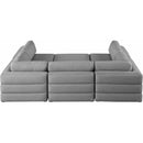 Manufacturer Color_Grey -- Beckham 114" Grey Linen Textured Fabric Upholstered 6 pc Modular Sectional IMAGE 3