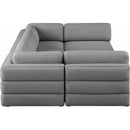  Manufacturer Color_Grey -- Beckham 114" Grey Linen Textured Fabric Upholstered 6 pc Modular Sectional IMAGE 4