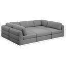  Manufacturer Color_Grey -- Beckham 114" Grey Linen Textured Fabric Upholstered 6 pc Modular Sectional IMAGE 8
