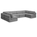  Manufacturer Color_Grey -- Beckham 152" Grey Linen Textured Fabric Upholstered 6 pc Modular Sectional IMAGE 1