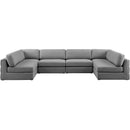  Manufacturer Color_Grey -- Beckham 152" Grey Linen Textured Fabric Upholstered 6 pc Modular Sectional IMAGE 5