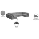  Manufacturer Color_Grey -- Beckham 152" Grey Linen Textured Fabric Upholstered 6 pc Modular Sectional IMAGE 9