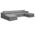  Manufacturer Color_Grey -- Beckham 152" Grey Linen Textured Fabric Upholstered 6 pc Modular Sectional IMAGE 1
