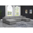  Manufacturer Color_Grey -- Beckham 152" Grey Linen Textured Fabric Upholstered 6 pc Modular Sectional IMAGE 2